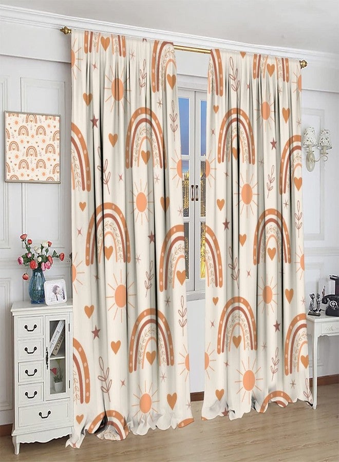 AuiMzoo Boho Rainbow Curtains, Lovely Rainbow Love Sun and Brown Peach Star Pattern, Children Boys Girls Bedroom Living Room Nursery Nursery Decorative Curtains, 2 Panel Set,42X45 Inch - Image 5